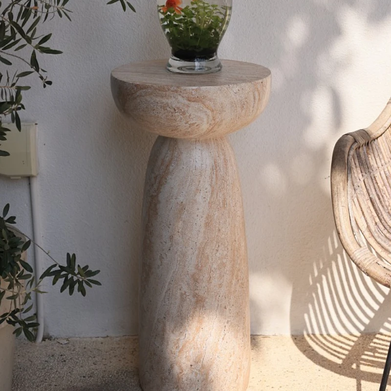 Designer High-leg Side Table Artistic Sofa Coffee Desk Modern Imitation Marble End Tables Minimalist Plant Stand for Living Room