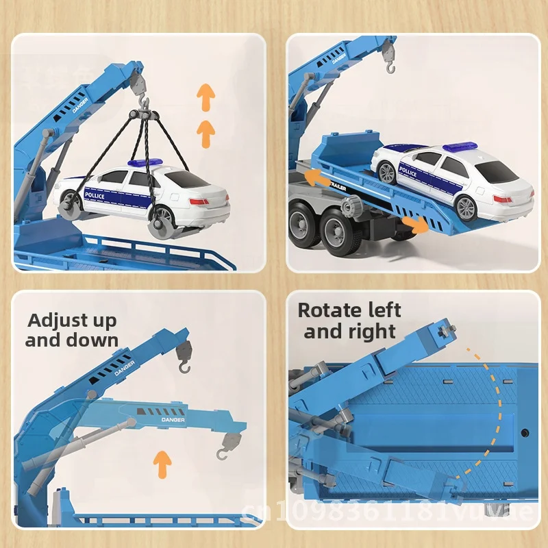 Grand camion jouet grue à inertie pour enfants avec remorque modèle d'ingénierie de Transport sur route voiture jouet transfrontalière pour garçon avec son et