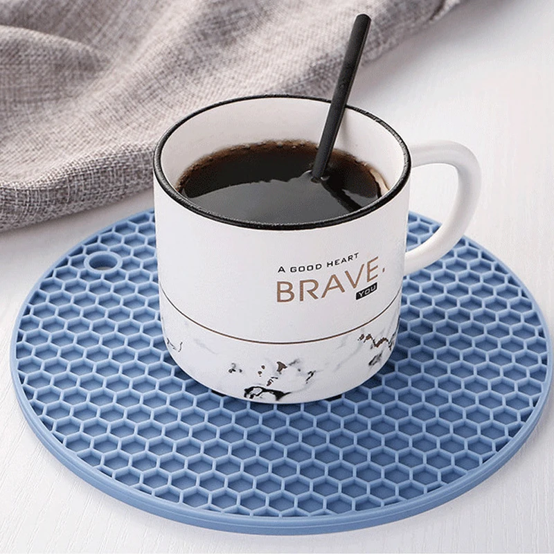 Silicone Mat Coaster Food Grade Material Placemat Non-slip Table Kitchen Accessories Gadgets Round Cup