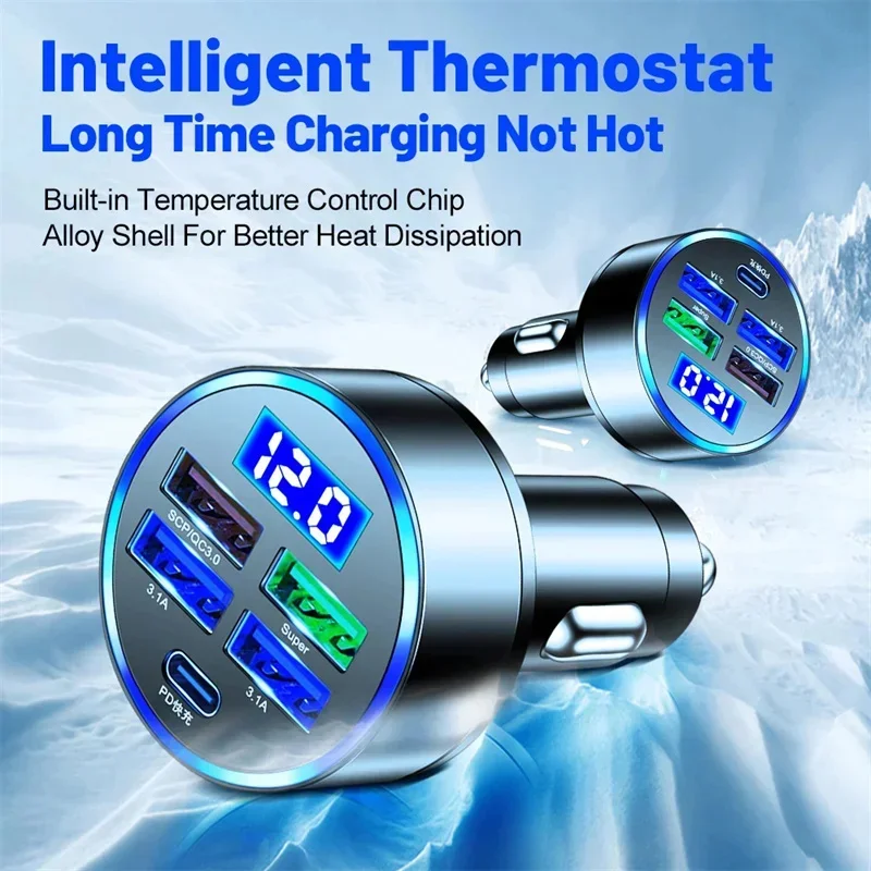 250W PD USB Car Charger Fast Charging Type C USB Phone Adapter in Car For iPhone 13 Pro Xiaomi Huawei Samsung Car Quick Charger image 2