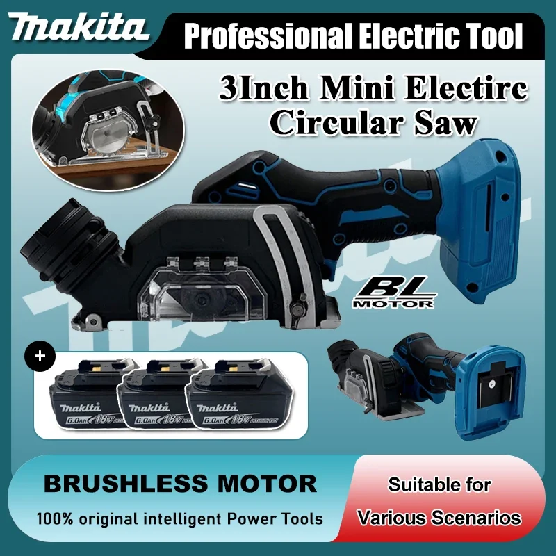 

Makita 3Inch Mini Brushless Electric Circular Saw Cordless Rechargeable Handheld Electirc Cut Off Grinder Tool for 18V Battery