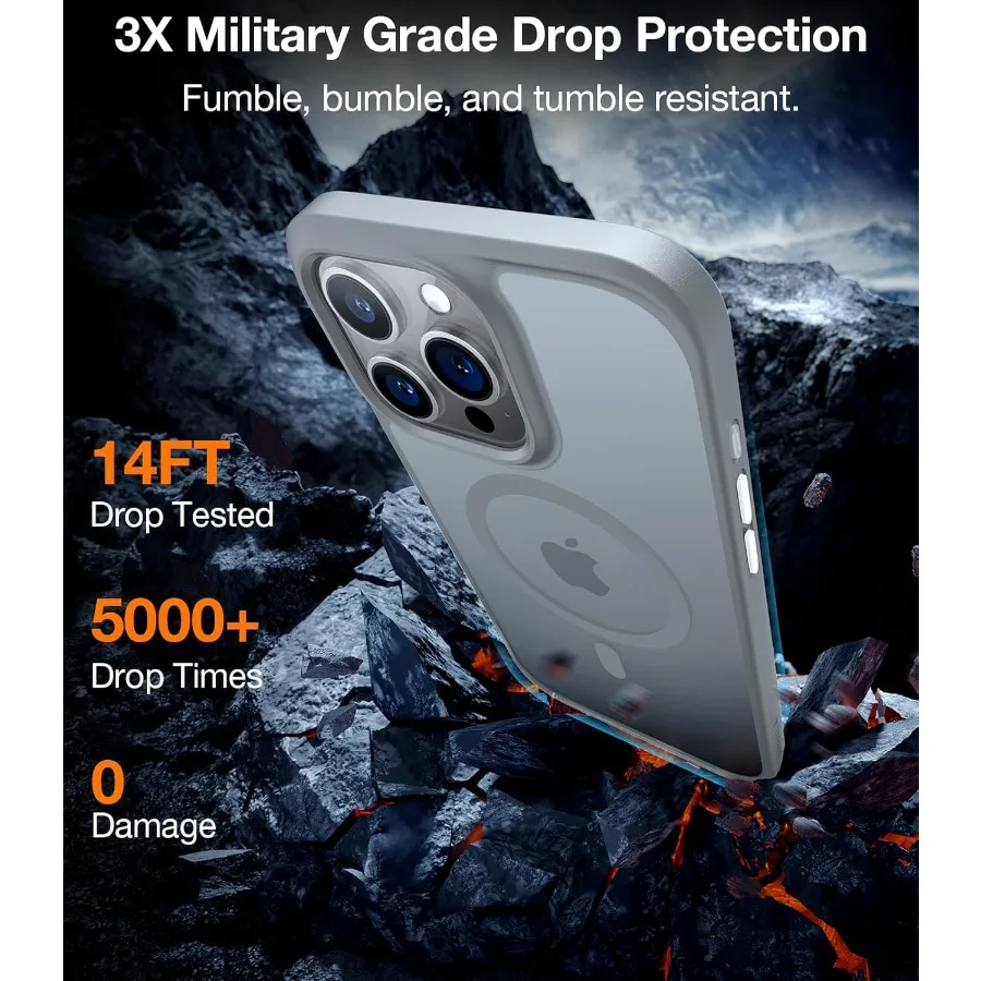 iPhone 15 Pro対応 磁気耐衝撃ケース 日常使用向け 軍事グレードの落下試験済み MagSafe対応
