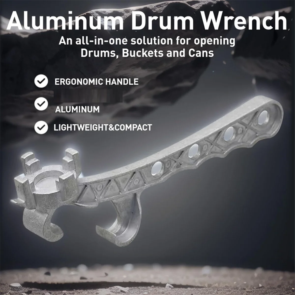 2x Aluminum Drum Wrench,Metal Bucket Opener 5 Gallon, for Opening 10-55 Gallon Drum, Fits 2 Inch and 3/4 Inch Bung Caps