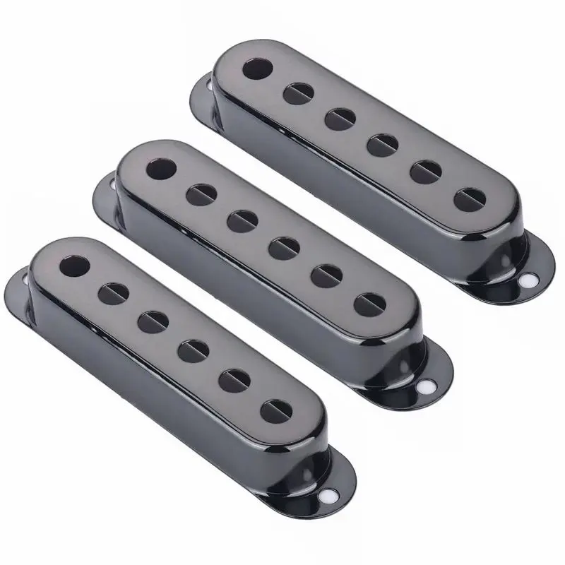 Logo Customized Single Coil Pickup Brass Metal Cover 48/50/52 For Stratocaster Electric Guitar  3 Pcs/Set Black