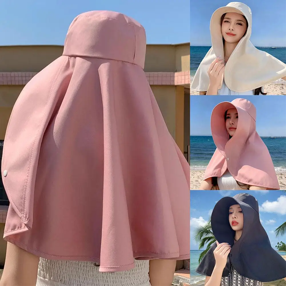 Women Shawl Sunscreen Women Big Brim Roof Sun Hat UPF Protection Beach Full Cover Bucket Neck With Protection Neck 1000+ Ha J4R0