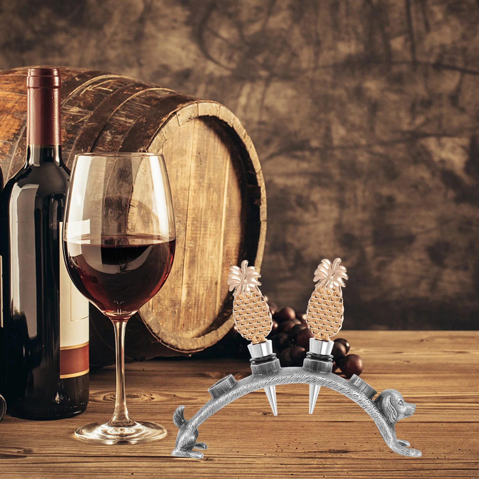 

Stopper Holder Metal Countertop Organizer For Pourer Bottle Plugs Storage Vintage Style Display Rack Small Wine Pourer