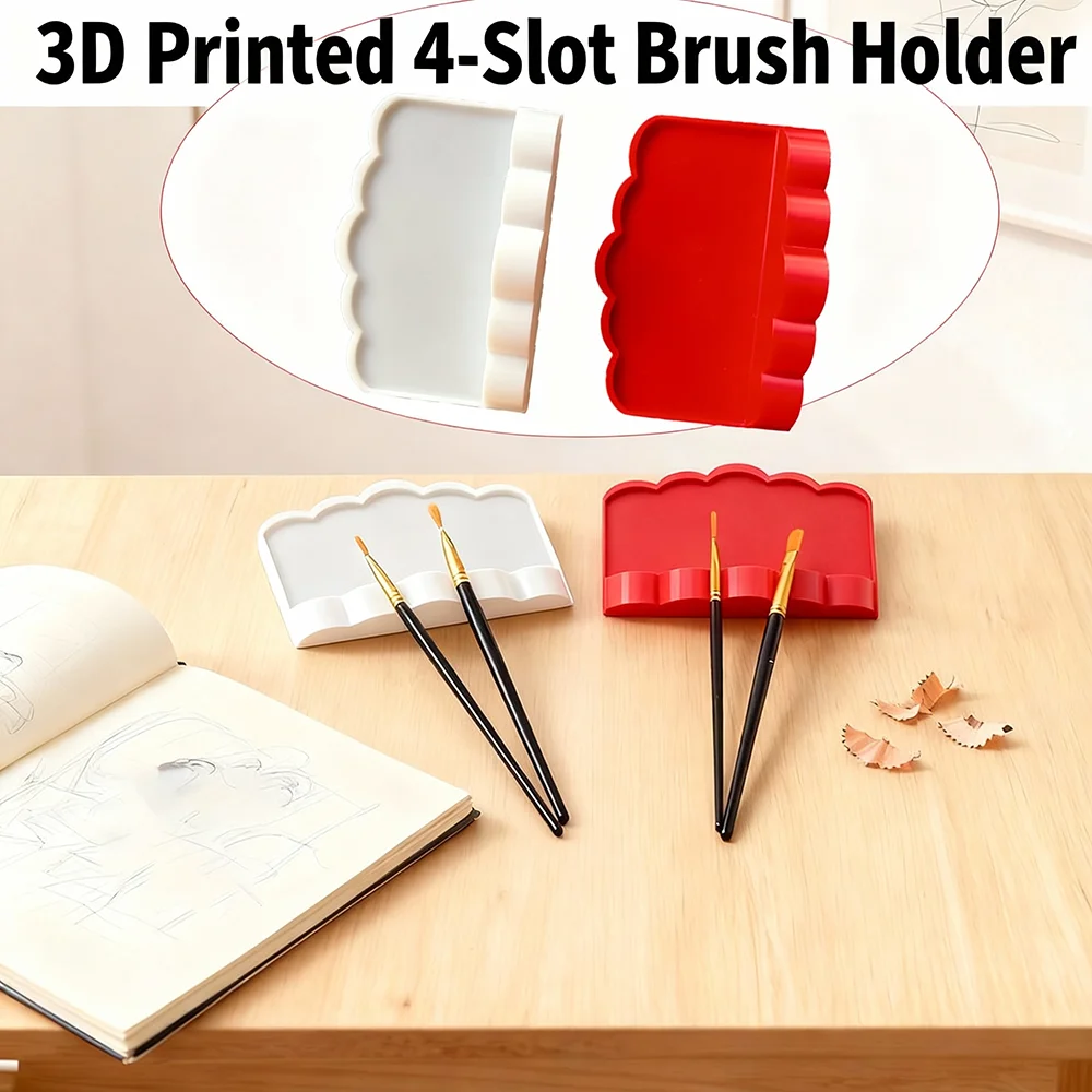 4-Compartment Brush Holder, Plastic Brush Stand, Polished Surface, Easy to Clean, Convenient to Carry, Space-Saving, Easy-To-Clean Watercolor, Acrylic, and Oil Paint Brush Storage Box, Suitable for Watercolor, Oil Painting, and Acrylic Painting, Portable Brush Organizer, Art Studio Supplies
