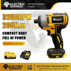 Electric Goddess DCF887 Brushless Electric Screwdriver Multifunctional Cordless Impact Drill Power Tools For Dewalt 20V Battery