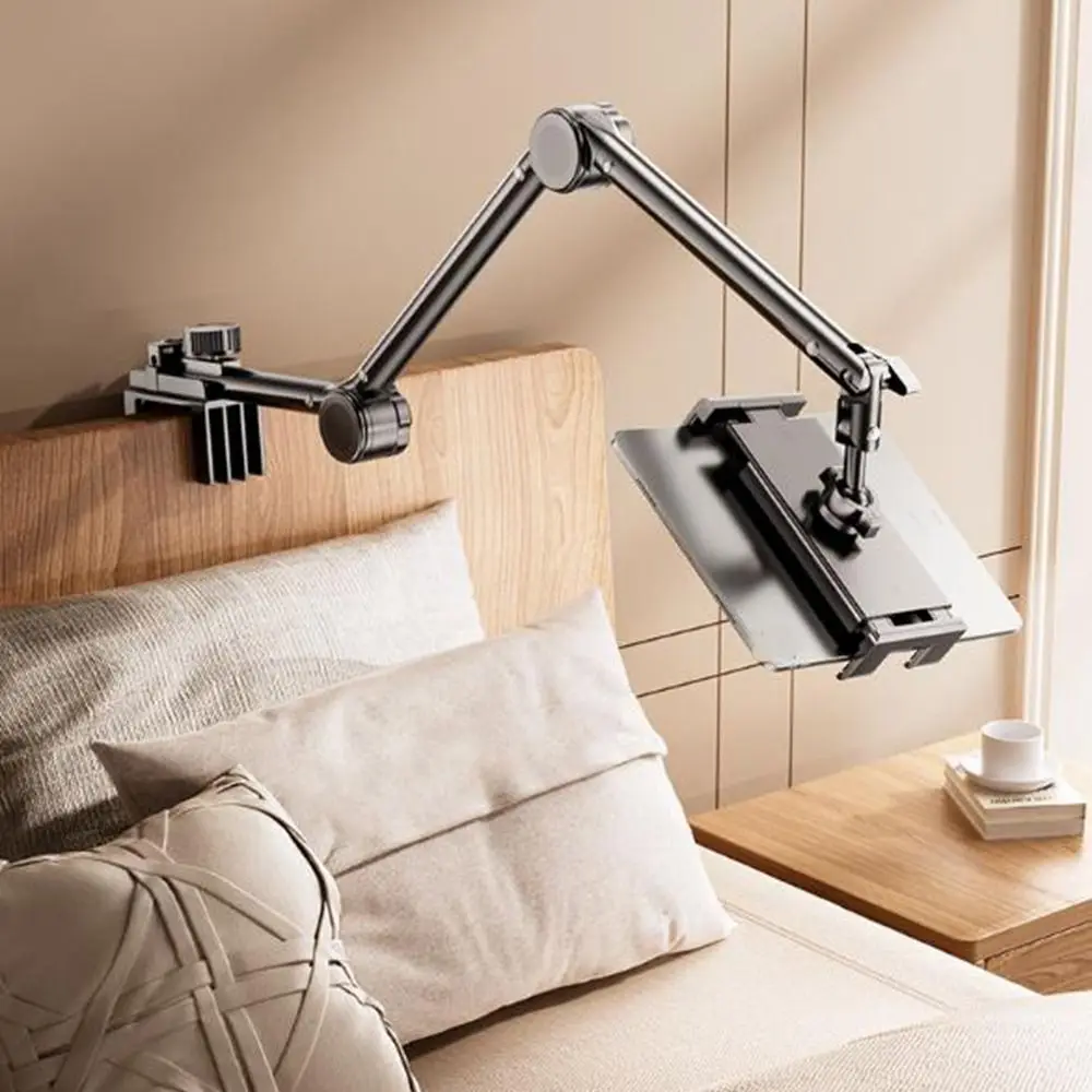

Carbon Steel Phone Tablet Holder Adjustable 360° Rotating Pad Tablet Bracket Foldable with Metal Arm Tablet Mount Stand
