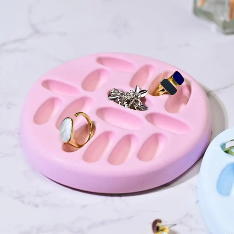 2 Piece Round/Heart Ring Holder Tray Resin Mold Set for DIY Jewelry Crafts Making Silicone Mould