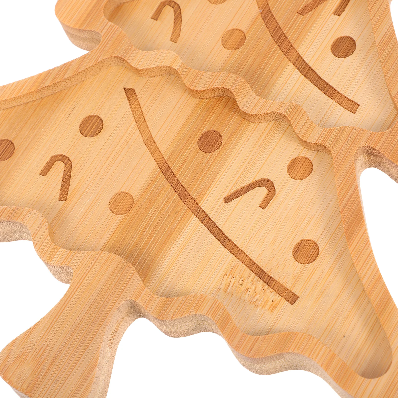 Weihnachtsbaum geformter Dessert-Servierplatte, hellgelber Bambus-Snack-Tablett, Süßigkeiten, Nuss, Urlaub, Party, Display, Urlaub, Party-Teller