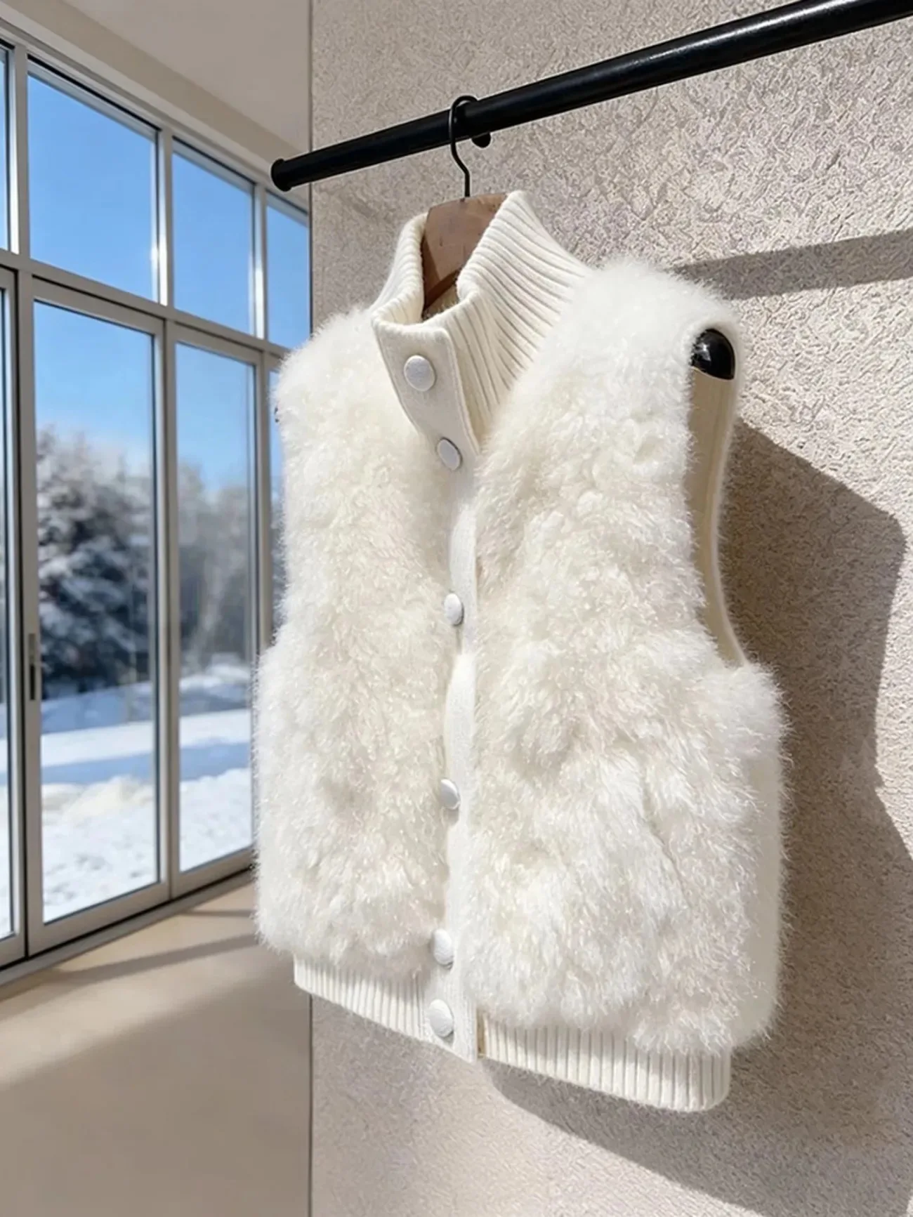 Fluffy Moda Fashion Light Luxury Coat Premium Elegant Knit Patchwork Slim Hong Style Literary Simple
