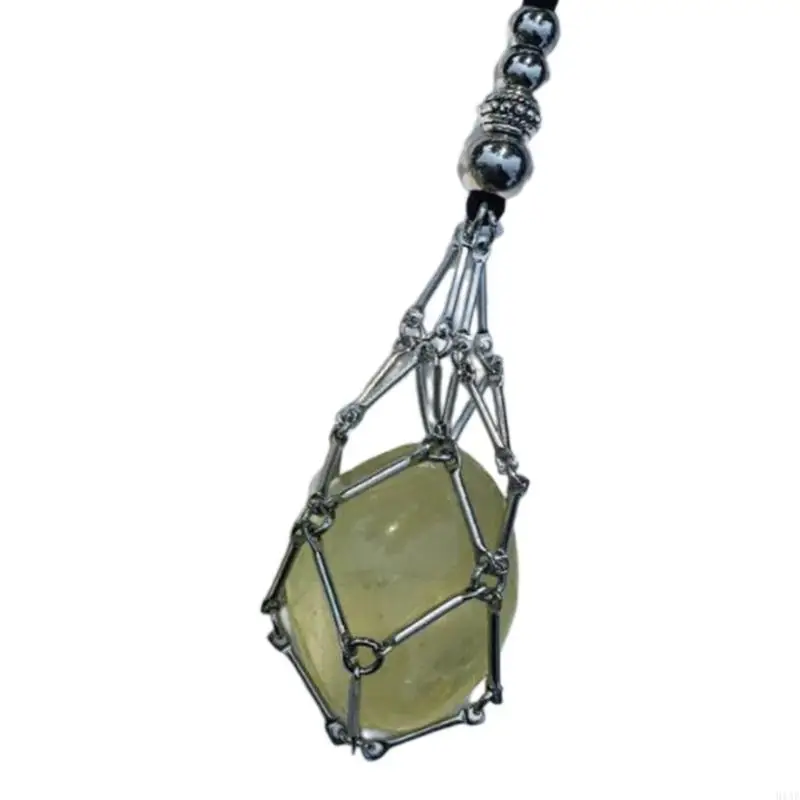 91AF Crystal Cage Necklace Empty Stone Holder Necklace DIY Jewelry Accessories