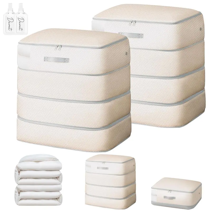 

Сумка для хранения 130 л, большая вместимость, для одеял, 4-слойная, ультракомпактная, самозатягивающаяся, моющаяся, с функцией сжатия