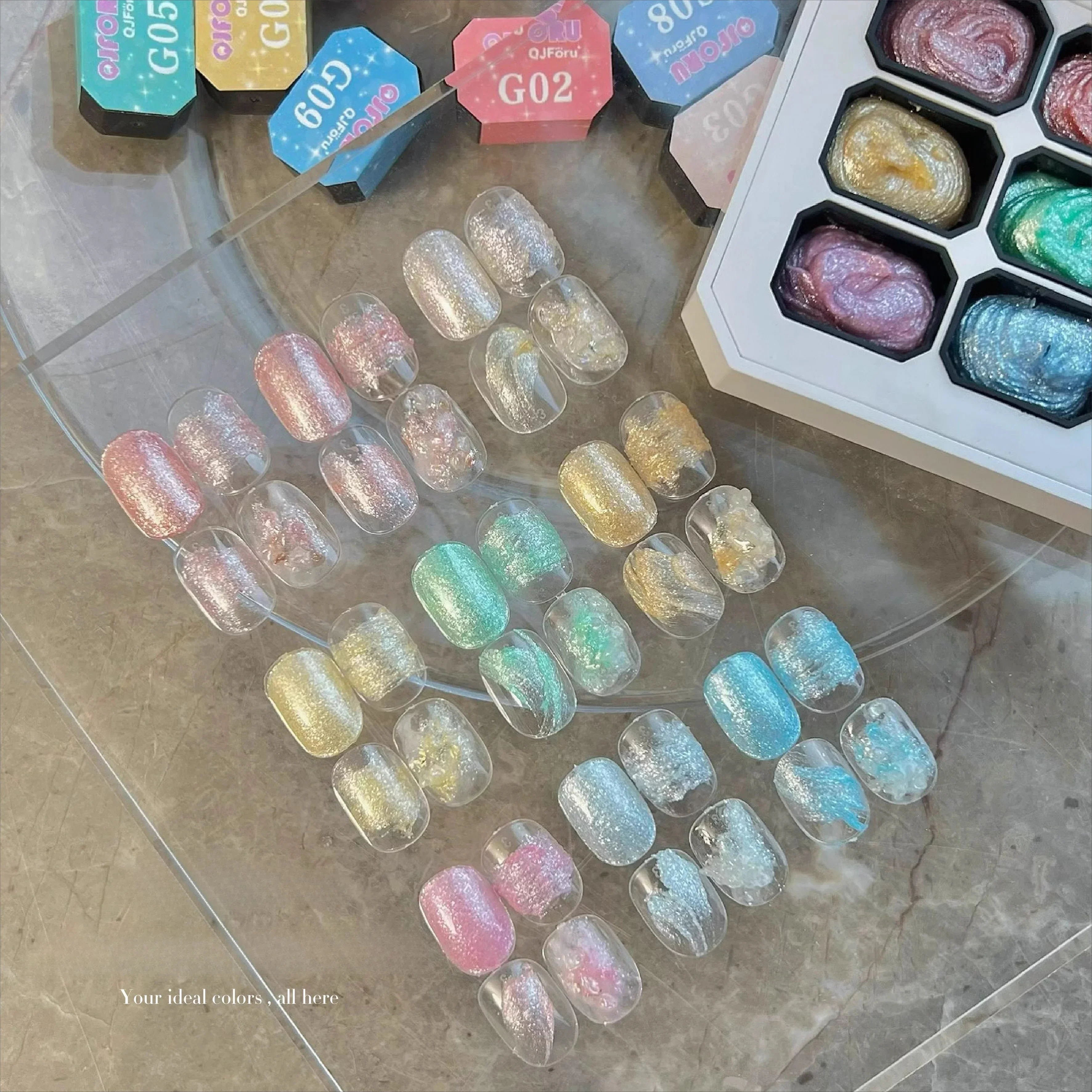 9Colors Fairy Powder Cream 3D Painted Gel Nail Polish Silk Texture Modeling Gel For Carving Drawing Creative Nails For Manicure