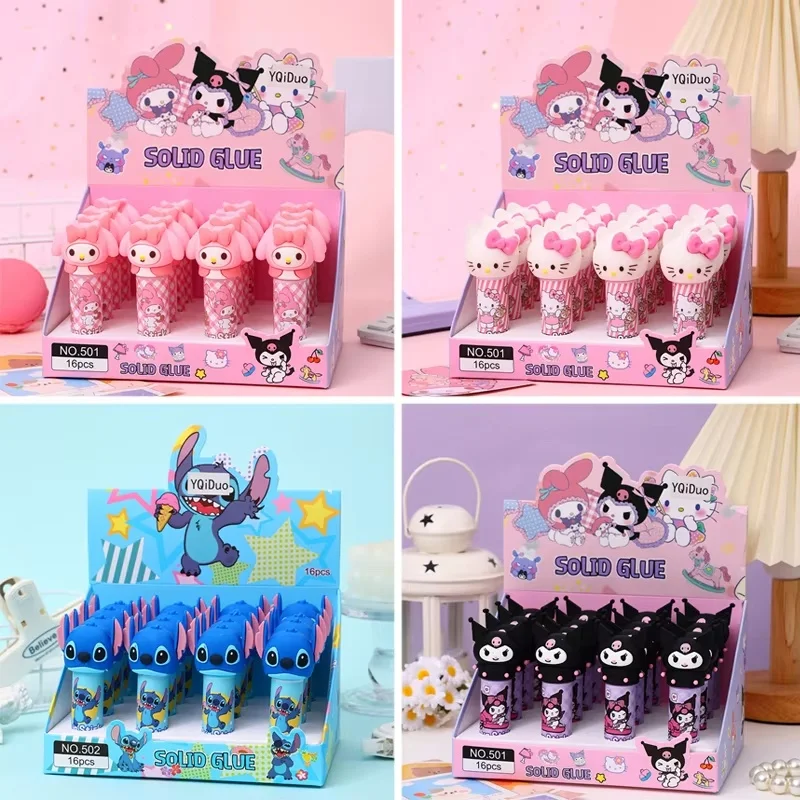 16pcs-hellokitty-solid-glue-stick-melody-kuromi-student-fast-dry-glue-stick-student-school-supplies-office-stationery