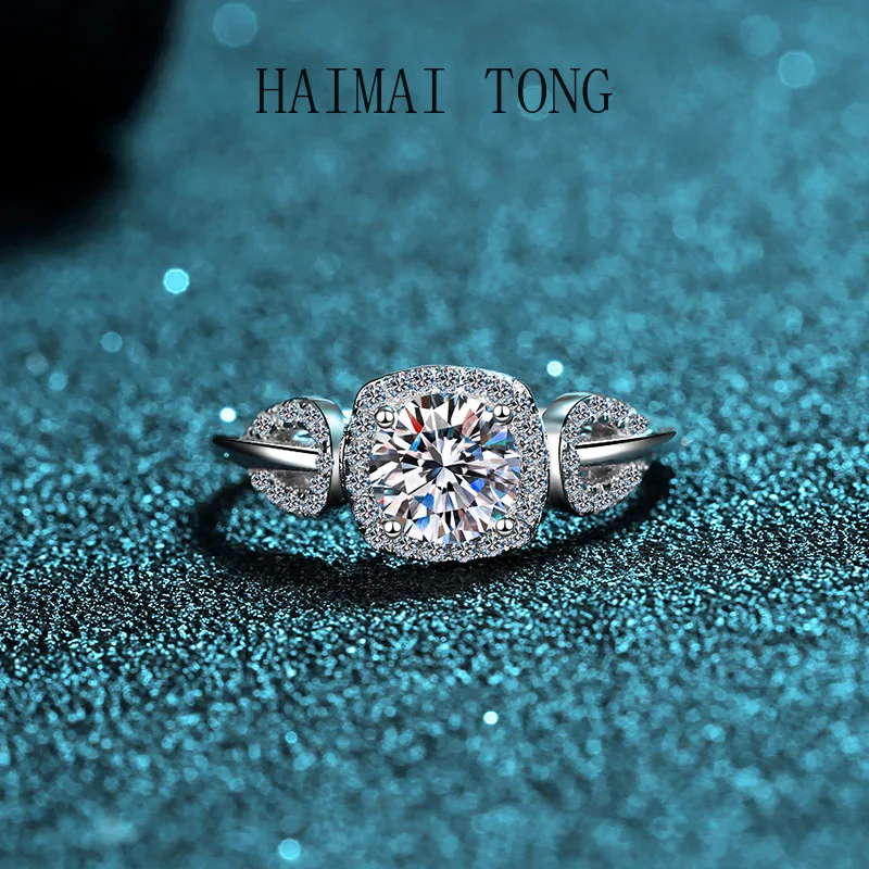 HAIMAITONG Ring Female Moissamite leaf Ring pt950 platinum ring live factory spot wholesale gift