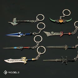Anime Frostmourne Kuiersaila Ashbringer Xue Hou Keychains Mini Metal Sheepshead Lion Head Model Sword King Lich Llane Pendant