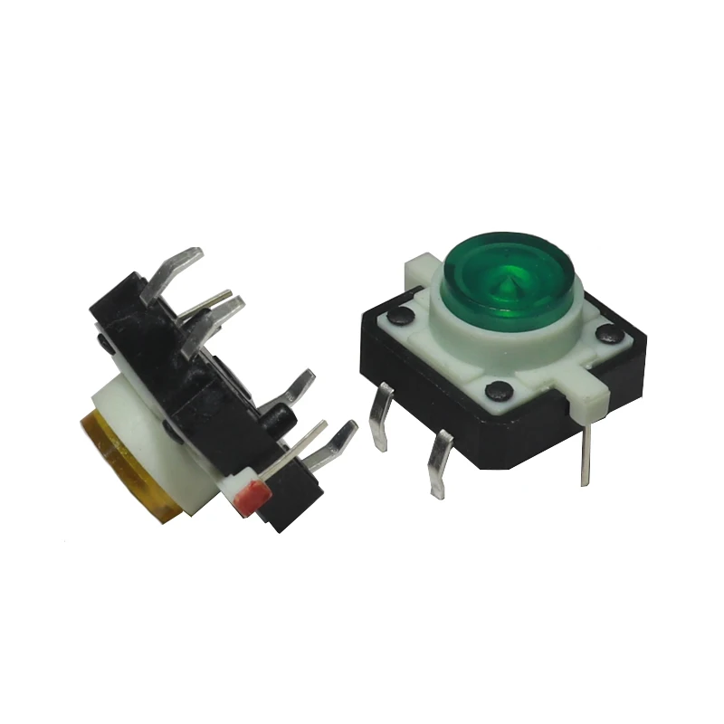 【10-5PCS】Reset Button Momentary  With Light 12x12x7.3 mm Green Red Yellow Blue White LED Illuminated Tact Switch