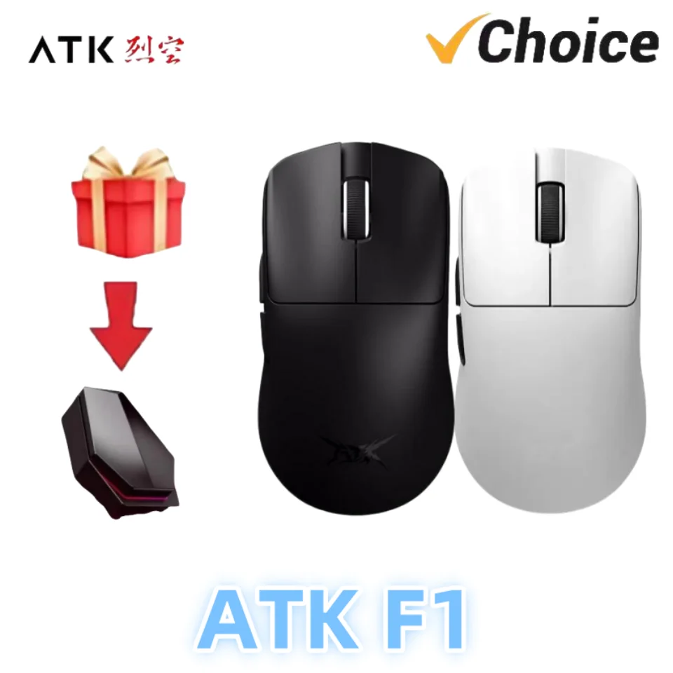 

ATK Blazing Sky F1 Wireless Mouse Paw3950 Sensor Nordic 52840 Chip 8k Fps Gaming Mouse Smartspeed Lightweight Pc Gamer Office