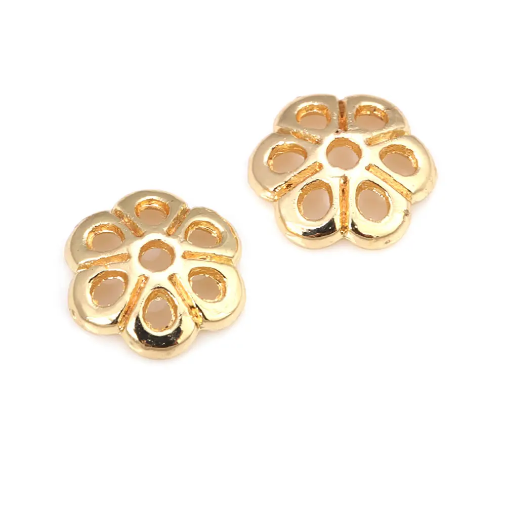 18K Goldfarbene Messing-Blumenperlenkappen Hochwertige DIY-Schmuckherstellungszubehör Halsketten- und Ohrring-Accessoires für Frauen – Detail 37