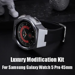 Luxury Modification Kit For Samsung Galaxy Watch 5 Pro Metal Case Rubber Strap Stainless Steel Cover Frame For Galaxy Watch 5Pro