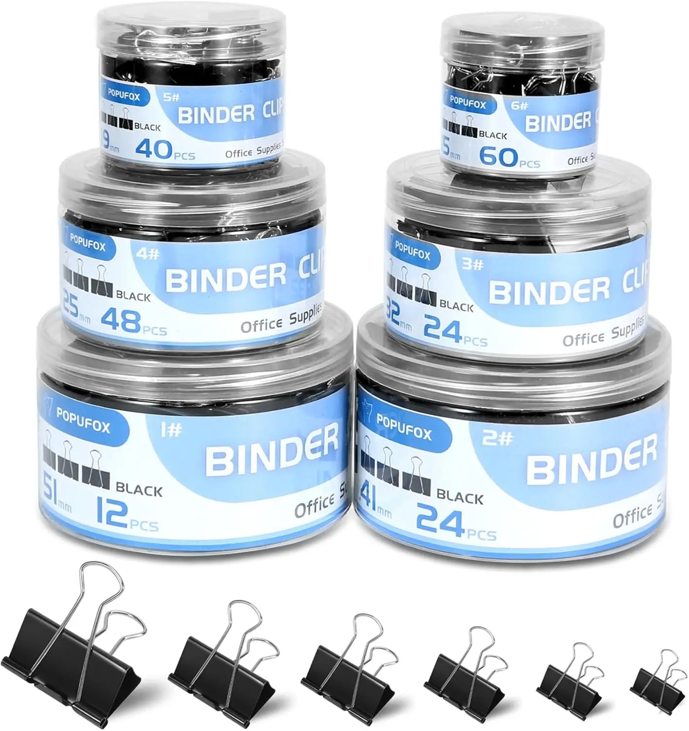 Binder Clips 208 PCS Assorted Sizes 6 Boxes, Strong Metal Paper Clamps for Office School Supplies