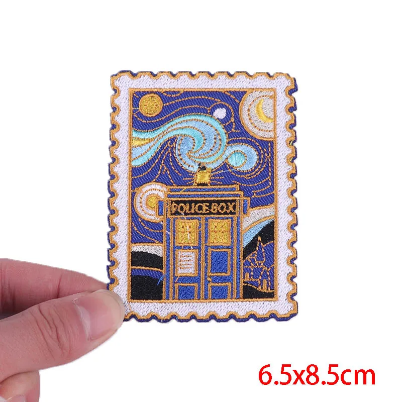 Van Gogh Oil Painting Embroidery Patch Alien UFO Patch Iron On Patches For Clothing thermoadhesive Patches On Clothes Jacket DIY