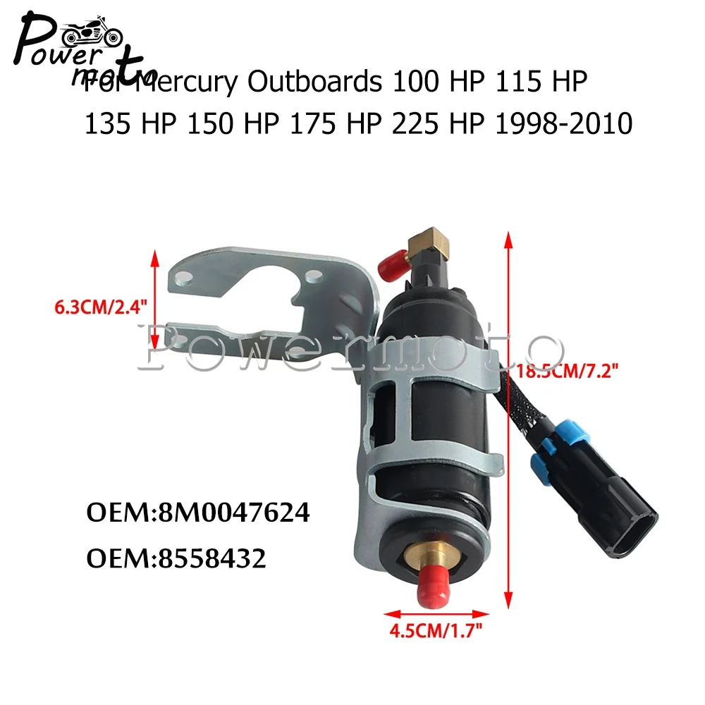 Durable Fuel Pump For Mercury Outboard 98-2010 100-225HP Replacement OEM 8558432 8M0047624 Stable Performance Reliable Fuel Pump
