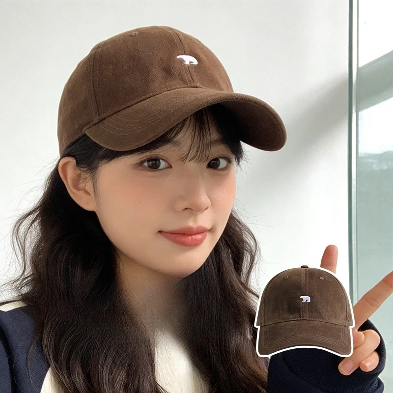 High quality polar bear baseball cap, enlarged deepened visor, big head circumference, small face, versatile peaked cap women