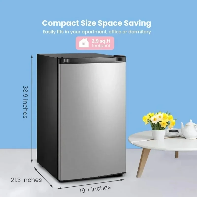 Compact Refrigerator Cubic Feet Single Door Mini 3 Removal Glass Shelves Small Fridge for Bedroom Office Garage Dorm