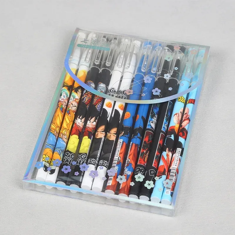 

12PCS Hot Anime Dragon Ball Gel Ink Pen Stationery Supplies Ballpoint Pen Cartoon Creativity Goku Black Writing Pen Sets