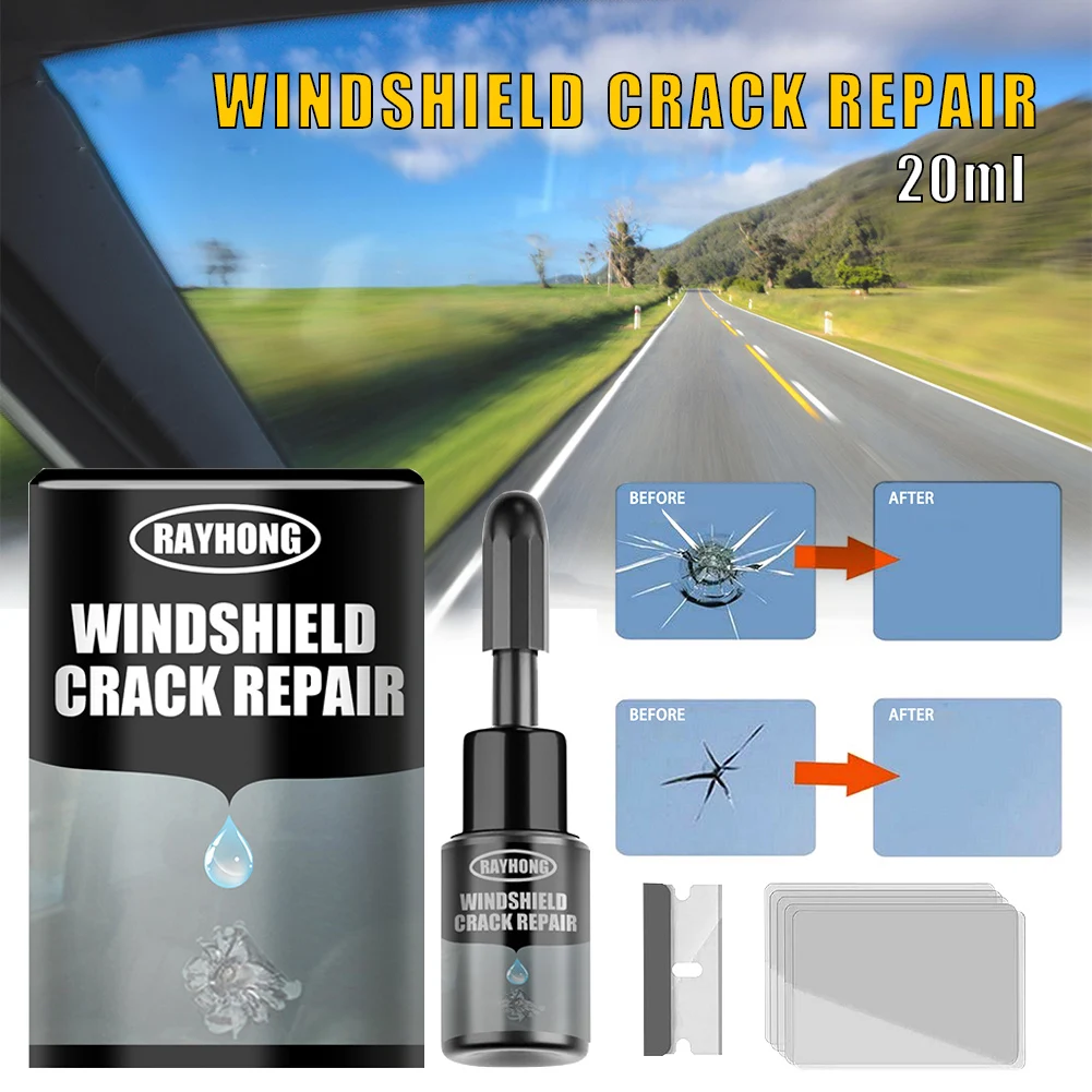 20ML Upgrade Car Windshield Repair Agent Nano Repair Fluid for Car Glass Repair Windshield Crack Quick Repair Tool with Film