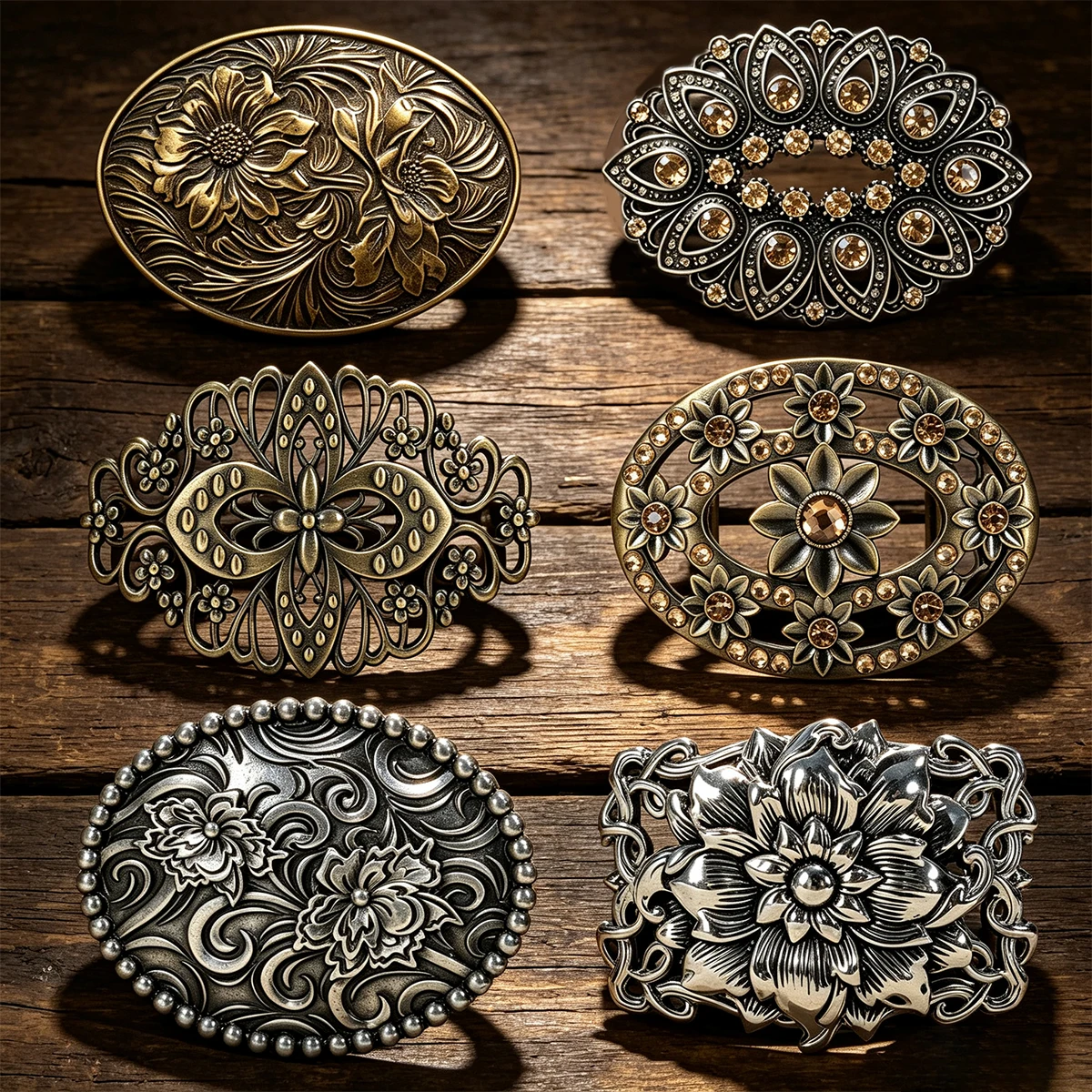 Buckleclub zinc alloy retro Rhinestone flower belt buckle for 3.6cm-4cm width belt Elegant Women's Belt Western Cowboy Buckle