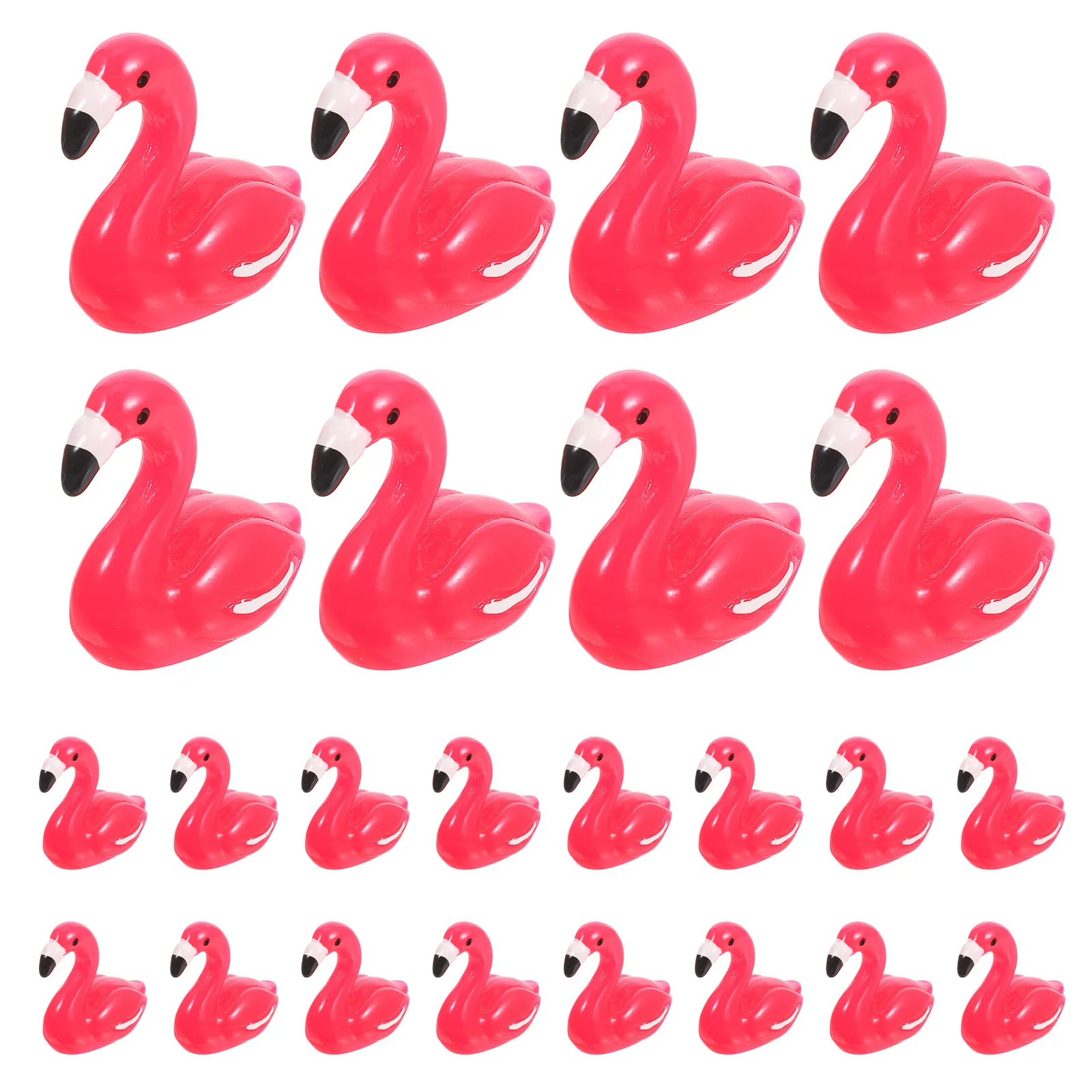 

100Pcs Miniature Resin Flamingos Tropical Party Accessories Small Animal Ornaments for Potted Plants Wedding Cake Toppers Decor