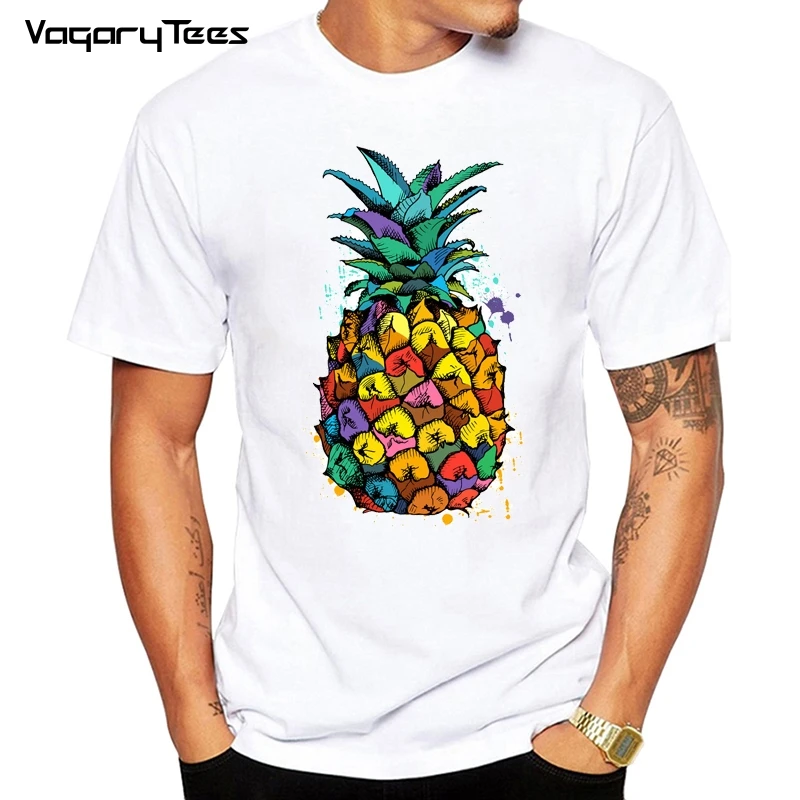 men Clothes 2020 Sun Beach Pineapple Funny Aesthetic Printed Tshirt men Leisure Short Sleeve O-neck T Shirt Fruit T-shirt