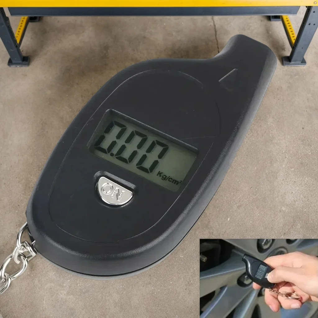 

Heavy-Duty Tire Pressure Gauge - LCD Tester with Backlit Display and Overpressure Alarm for Auto Motorcycle Use