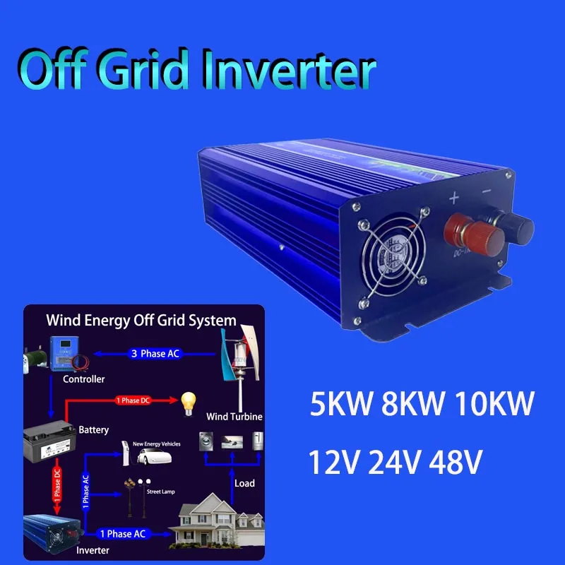 Off Grid Inverter 24V 48V 220V Pure Sine Wave 50HZ 60HZ 5000W 8000W 10000W DC to AC Voltage Converter Power Supply For Family