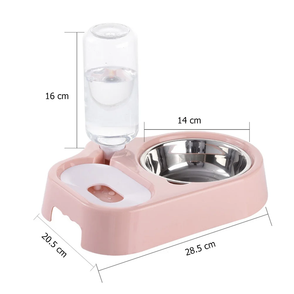 

Pet Double Bowl Automatic Drink Feeder Unique Cat Dog Food Feeding Bowl Durable Pet Feeder Pink Home Decoration
