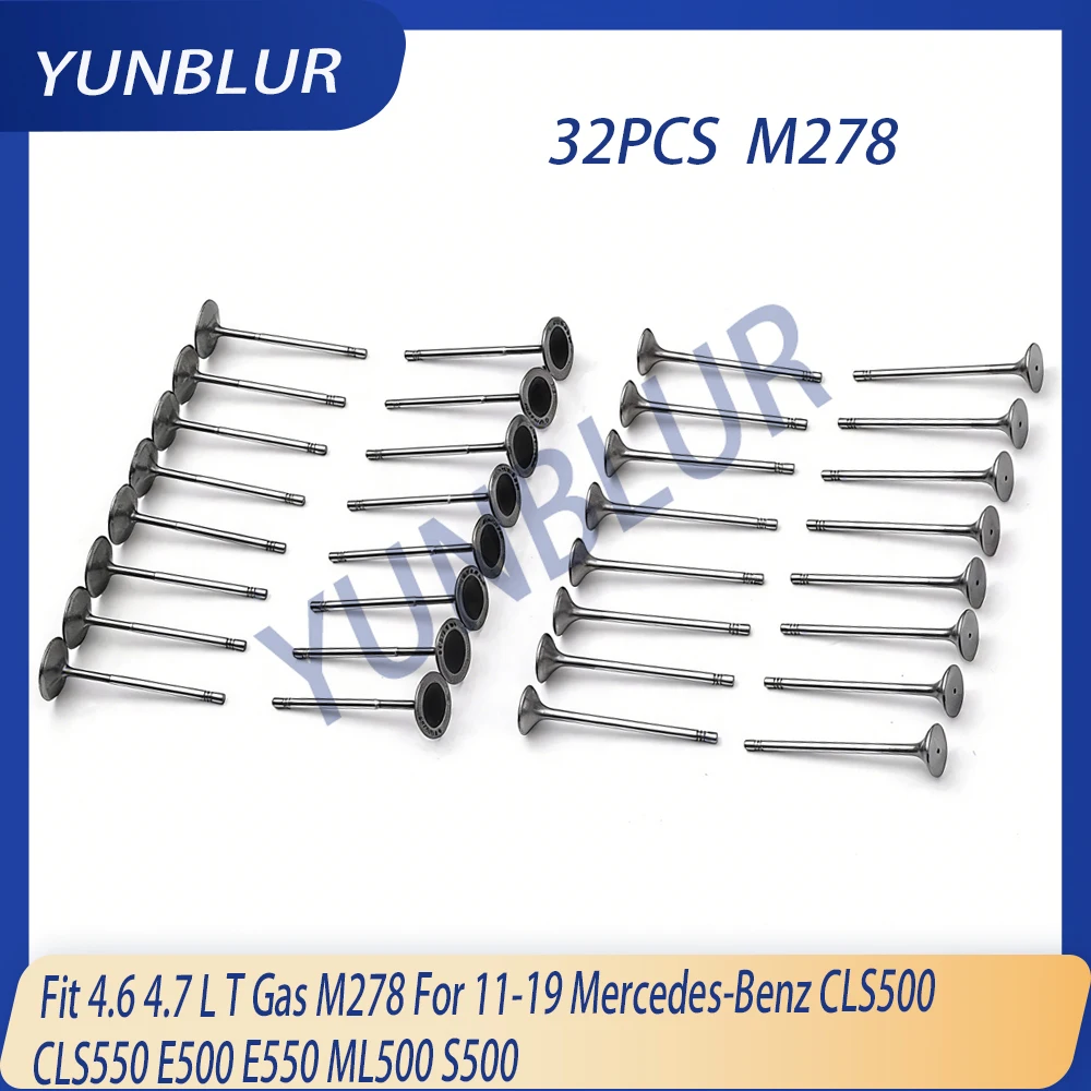 

32pcs Engine Part Intake & Exhaust Valve Kit Fit 4.6 4.7 L T Gas M278 For 11-19 Mercedes-Benz CLS500 CLS550 E500 E550 ML500 S500