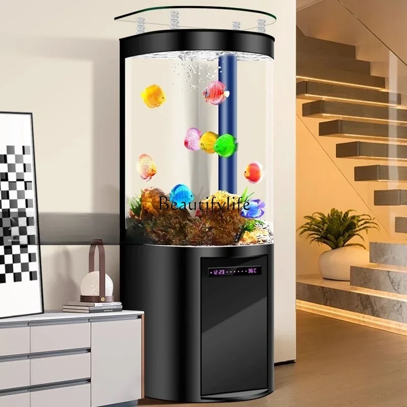 

FG26Semicircular fish tank, living room bottom filter, small and medium-sized household water-free TV cabinet next to the vertic