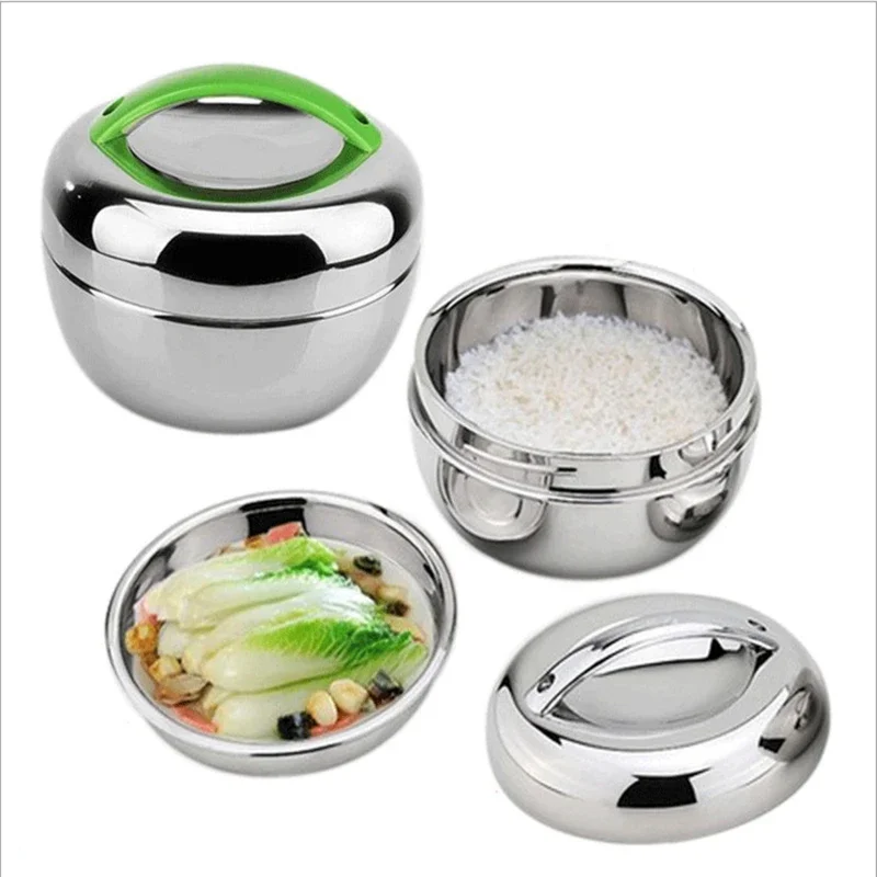 Stainless Steel Lunch Box for Kids Food Container Handle Heat Retaining Thermal Insulation Bowl Portable Picnic Bento