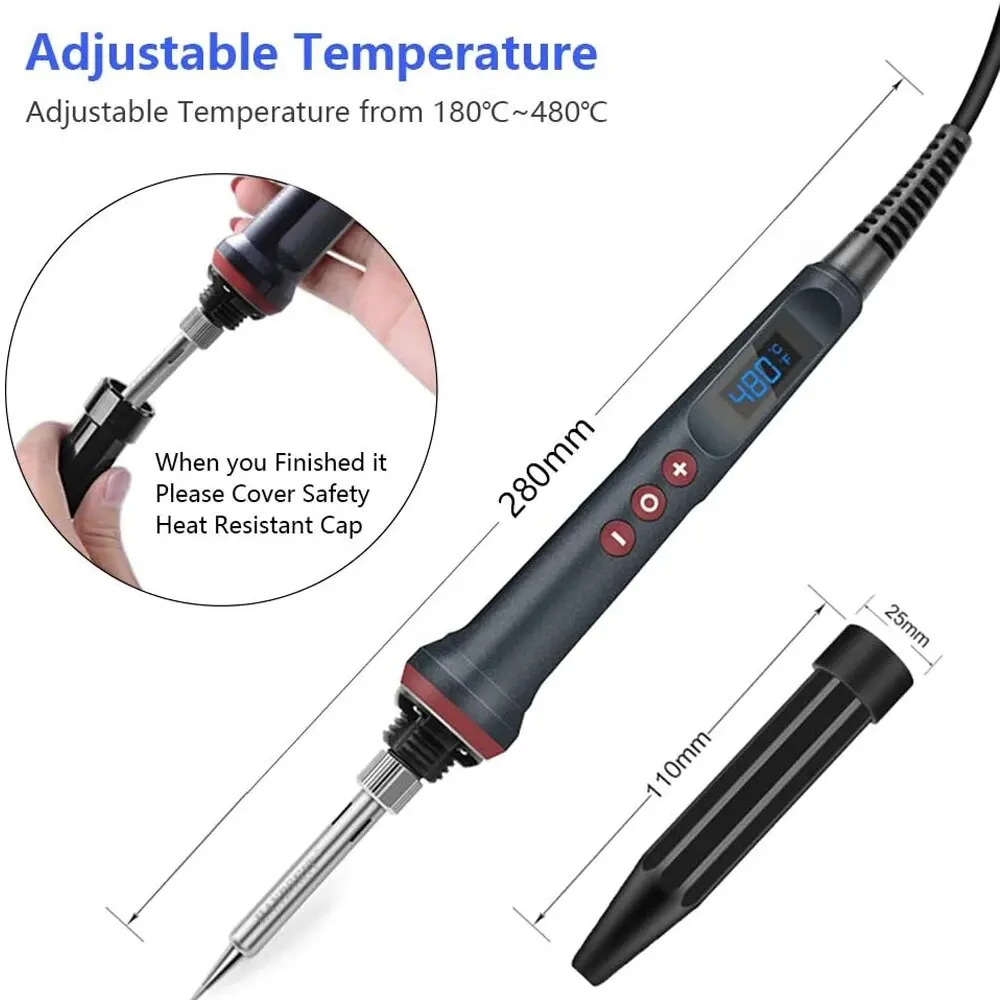 DIY 90W High Power Digital Display LCD Soldering Iron Adjustable Temperature Industrial Grade Soldering Tool Set