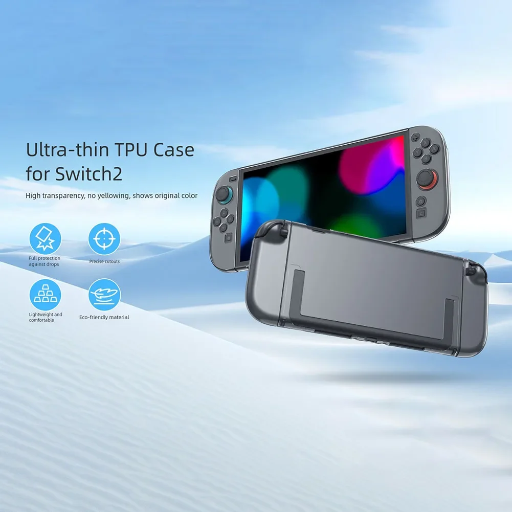 

Ультратонкий прозрачный защитный чехол из ТПУ для игровой консоли Switch2, полное покрытие, устойчивый к царапинам, идеально подходит (1:1)