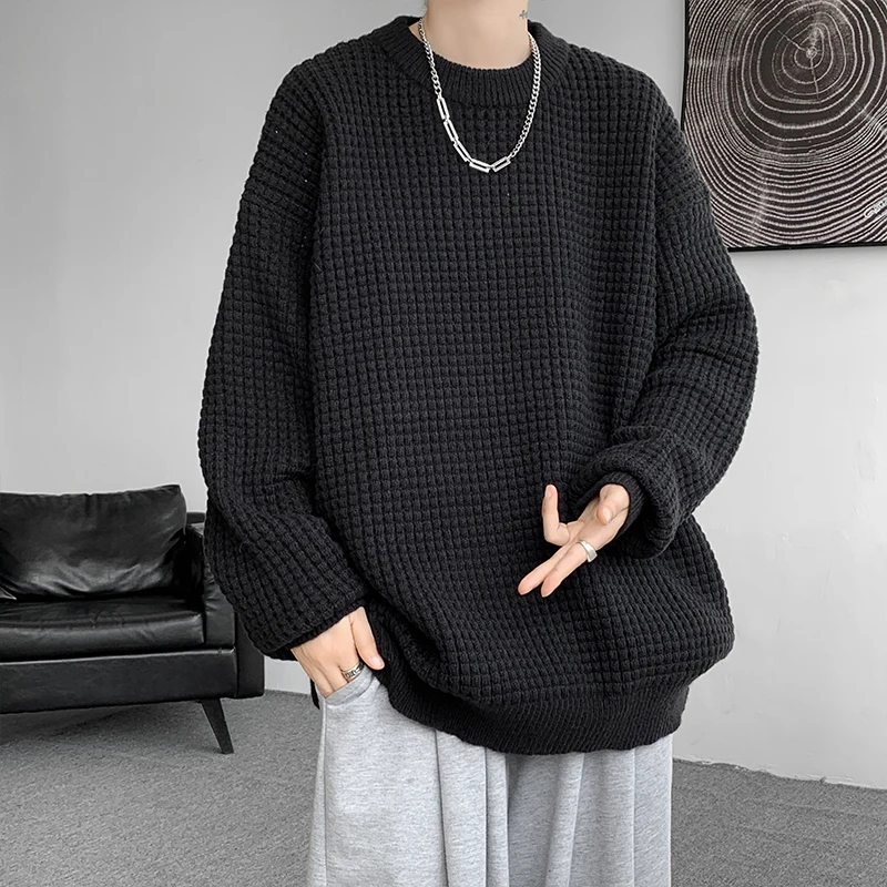 New Year Sweaters Korean Fashion O-neck Quality Texture Sweaters Men Autumn Street Wear Mens Knitted Sweater Men Pullovers