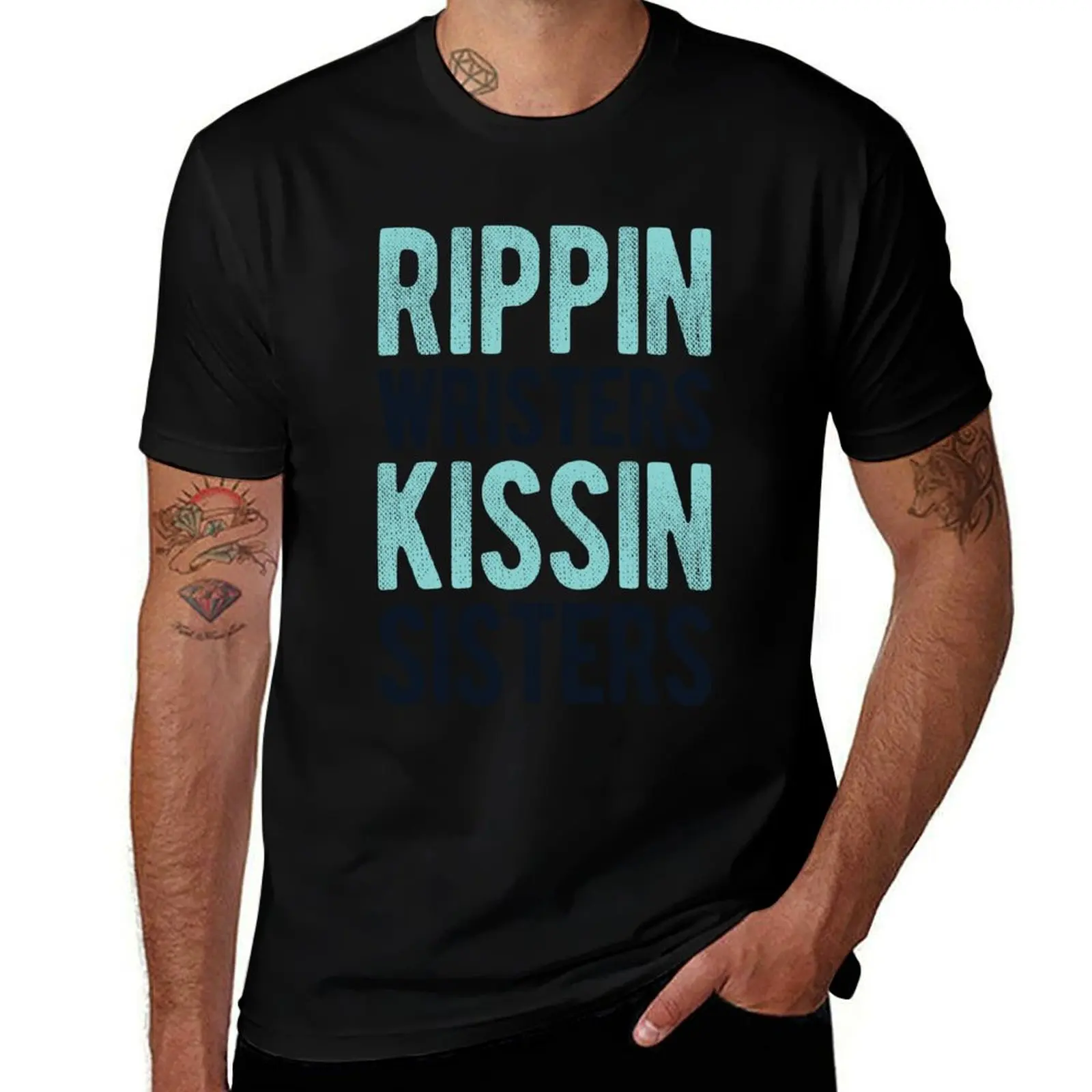 Футболка Rippin' Wristers Kissin' Sisters, простая однотонная футболка с круглым вырезом