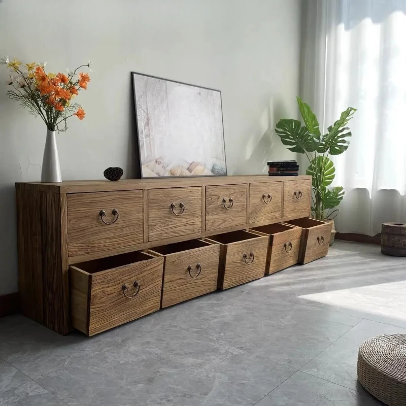 Old elm cabinet, chest cabinet, simple storage storage cabinet, retro dining side cabinet