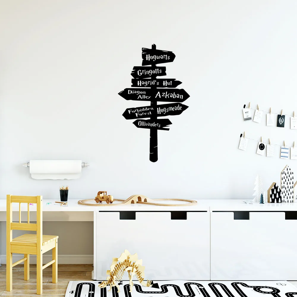 New Hogwarts Text Wall Decal For Kids Bedroom Decor Art Harry Road Signs Vinyl Stickers