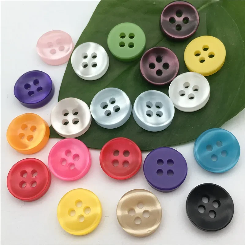 50pcs 12mm Color Resin Cat Eye Button Pearllight Bowl Shape Four Eye Button Wedding Decoration Sewing Accessories