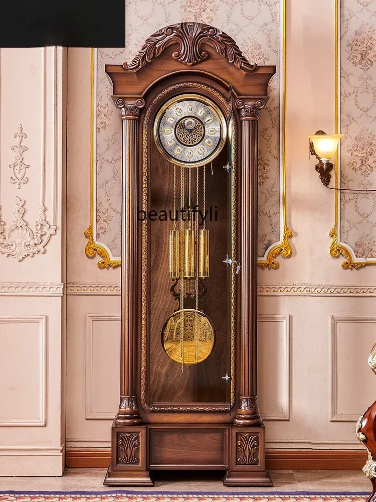 A139 15 Mechanical Floor Clock European Style Villa Vertical Living Room Clock Chinese Retro American Classical